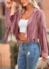 PRETTYGARDEN Women's Fringe Faux Suede Leather Jackets Fashion Tassel Motorcycle Cropped Coats