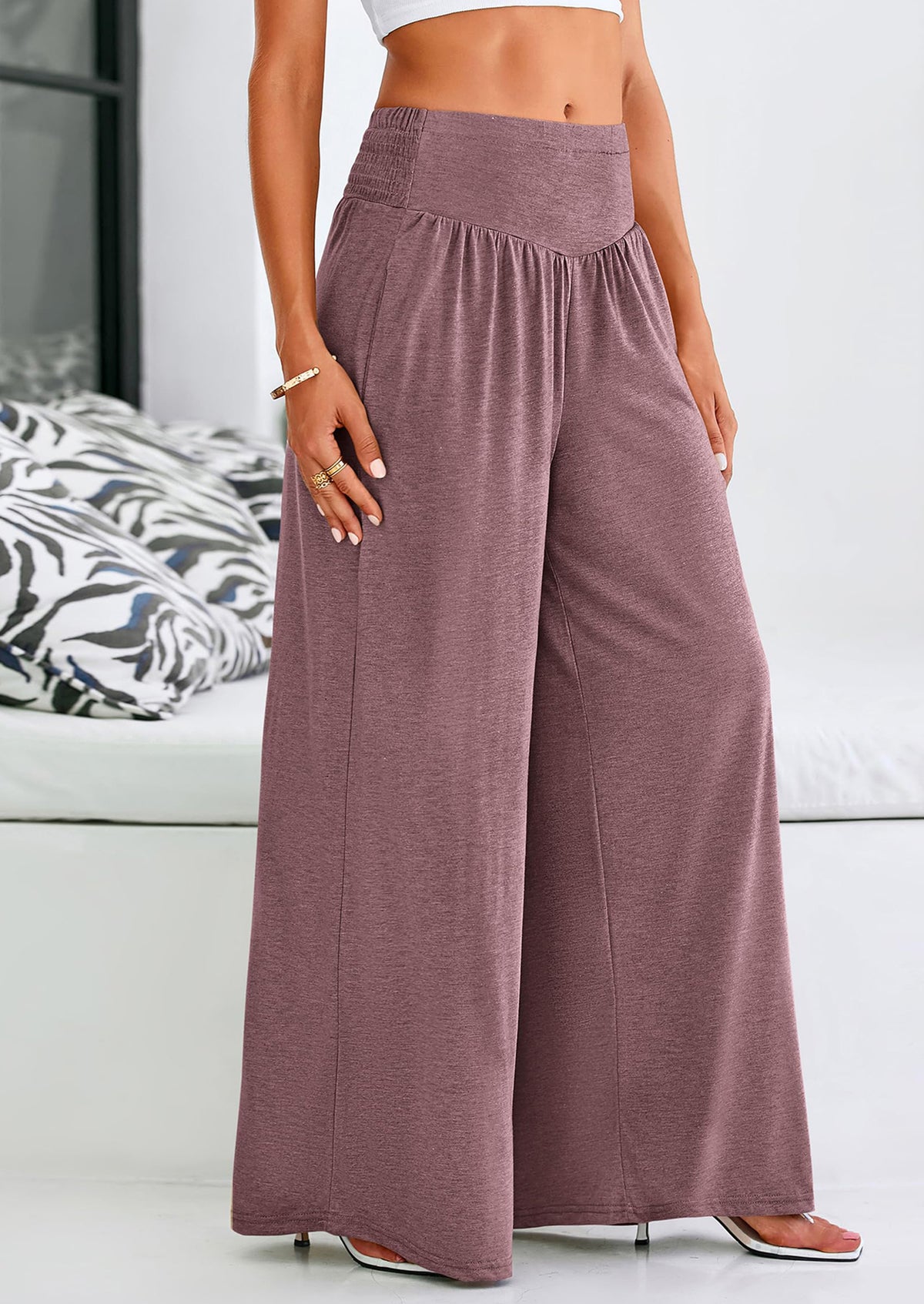 High-Waisted Flowy Palazzo Pant With Pockets