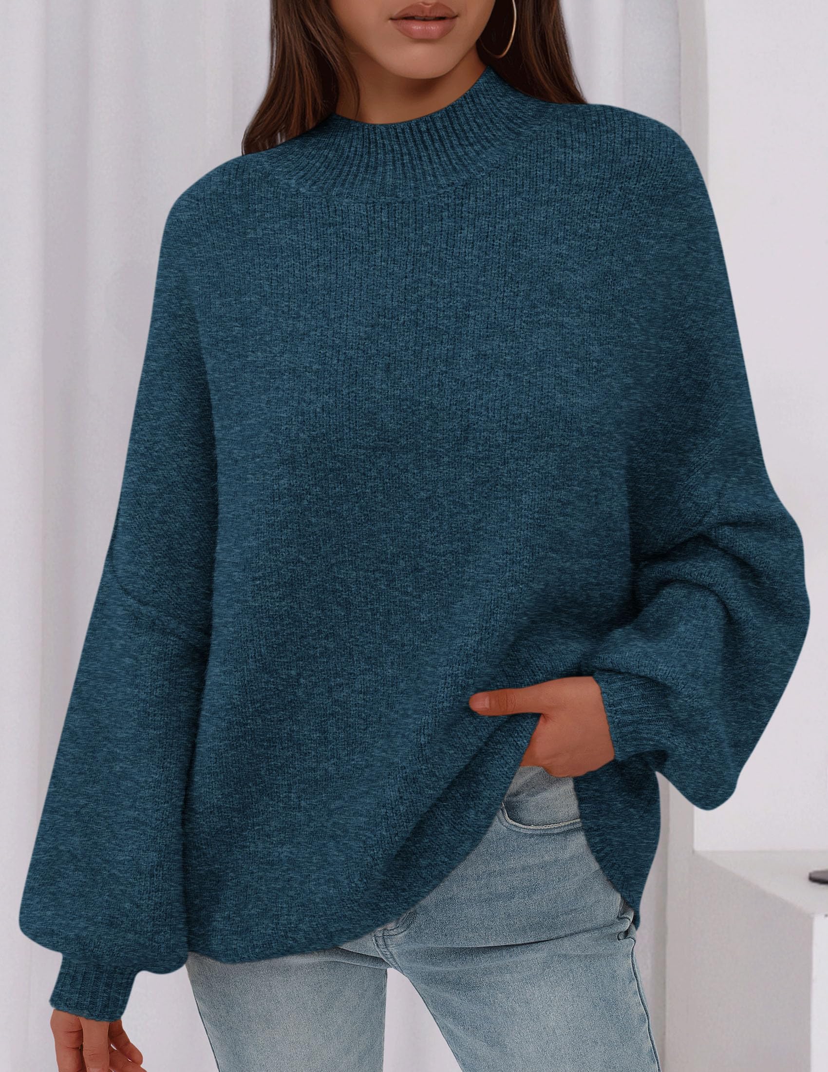 PRETTYGARDEN Women's Fall Oversized Sweaters Chunky Knit Mock Neck Long Sleeve Casual Trendy Pullover Winter Clothes PRETTYGARDEN