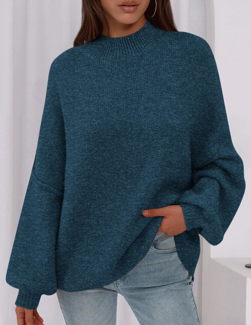 PRETTYGARDEN Women's Fall Oversized Sweaters Chunky Knit Mock Neck Long Sleeve Casual Trendy Pullover Winter Clothes PRETTYGARDEN
