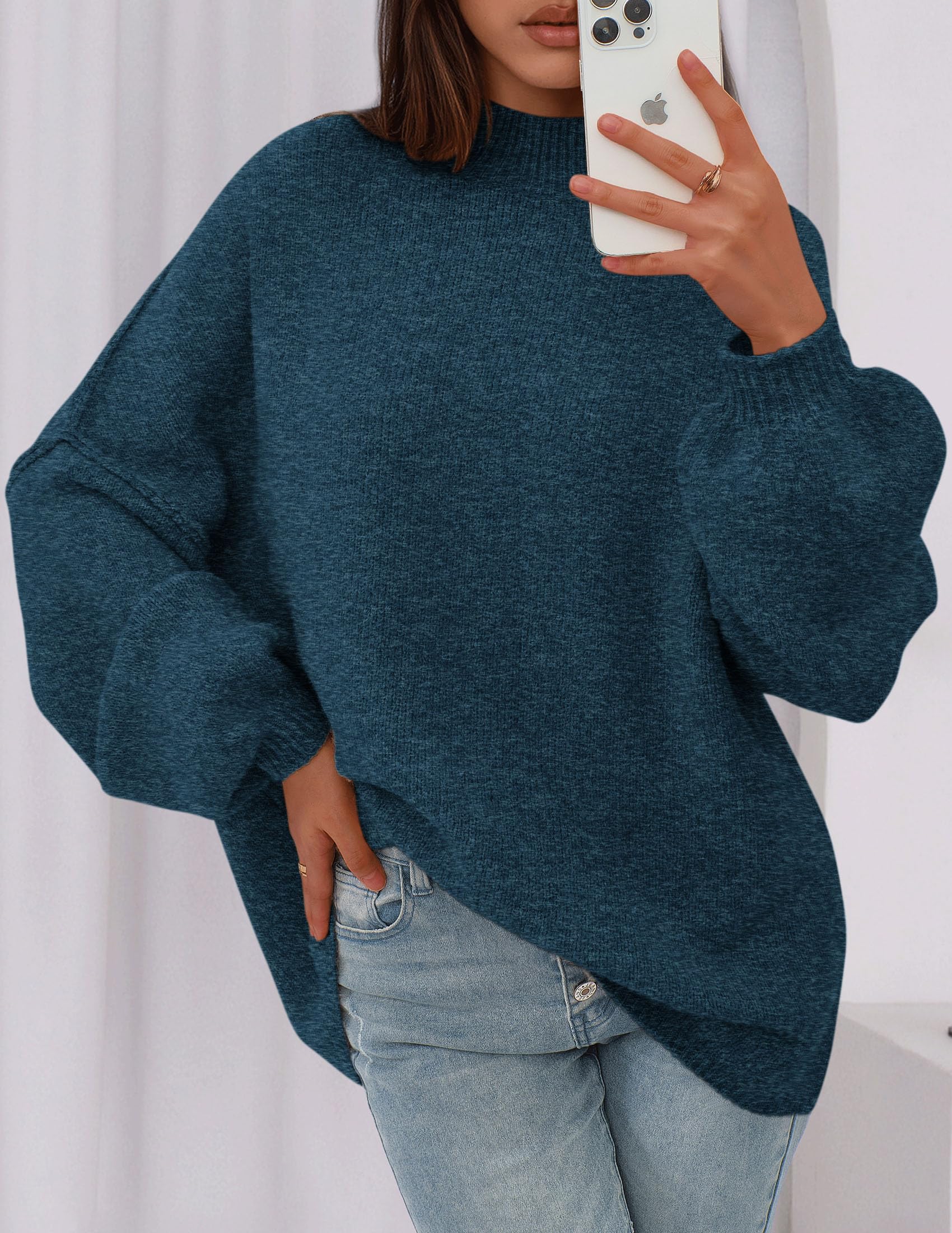 PRETTYGARDEN Women's Fall Oversized Sweaters Chunky Knit Mock Neck Long Sleeve Casual Trendy Pullover Winter Clothes PRETTYGARDEN