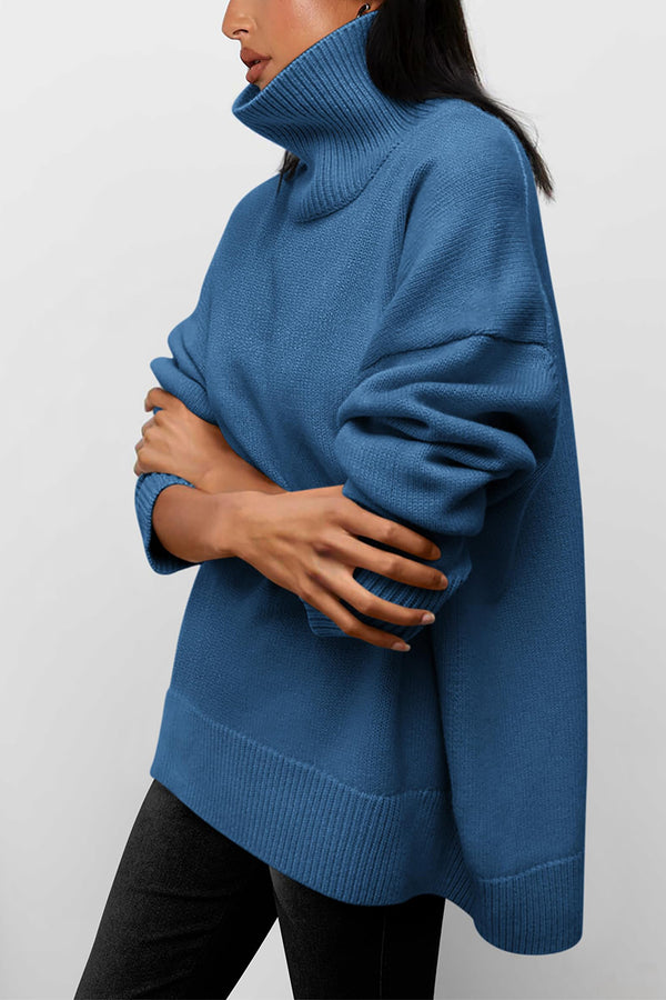 Long Sleeve Oversized Chunky Knitted Casual Turtleneck Sweaters