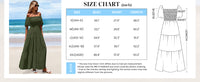 Puff Short Sleeve Square Neck Smocked Tiered Ruffle A Line Flowy Beach Maxi Dresses