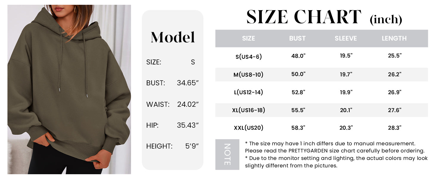 PRETTYGARDEN Womens Oversized Hoodies Sweatshirt Long Sleeve Loose Fit Going Out Tops Trendy Casual Fall Fashion Outfits