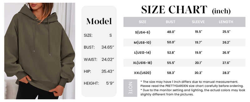 PRETTYGARDEN Womens Oversized Hoodies Sweatshirt Long Sleeve Loose Fit Going Out Tops Trendy Casual Fall Fashion Outfits