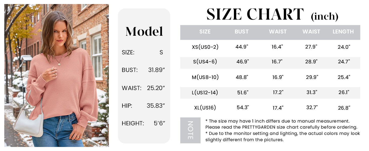 PRETTYGARDEN Oversized Sweatshirt for Women Fashion Crewneck Long Sleeve Pullover Waffle Knit Tops Fall Trendy Clothes