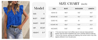 Casual Ruffle Cap Sleeve Button V Neck Embroidered Eyelet Blouses