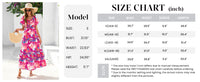 Floral Boho Short Sleeve V Neck Smocked A Line Beach Vacation Maxi Dresses