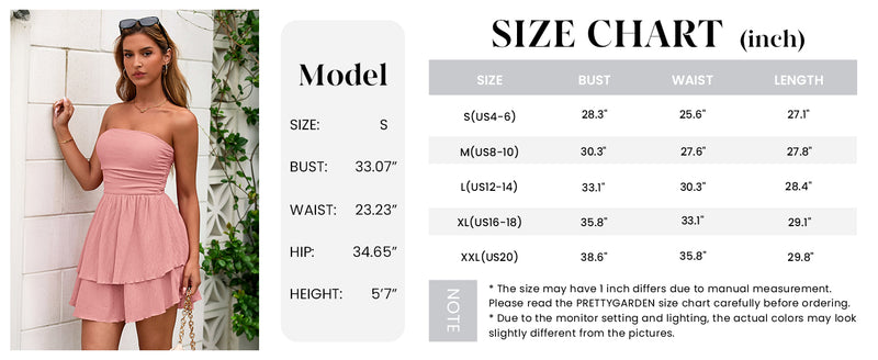 PRETTYGARDEN Women's Summer Strapless Tube Mini Dress Off Shoulder Smocked Ruffle A Line Flowy Short Party Club Dresses