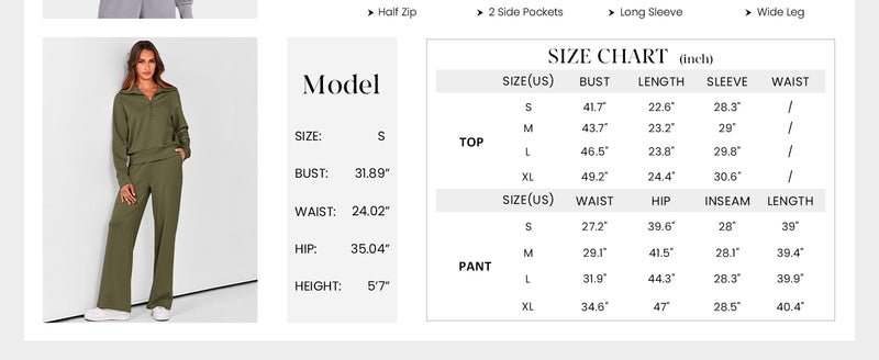 PRETTYGARDEN Women's 2 Piece Outfits Casual Lapel Half Zip Sweatshirts And Wide Leg Pants Tracksuit Sets