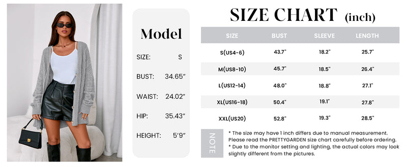 PRETTYGARDEN Women's Cable Knit Sweaters Fall Oversized Chunky Open Front Long Sleeve Cardigan Winter Coats