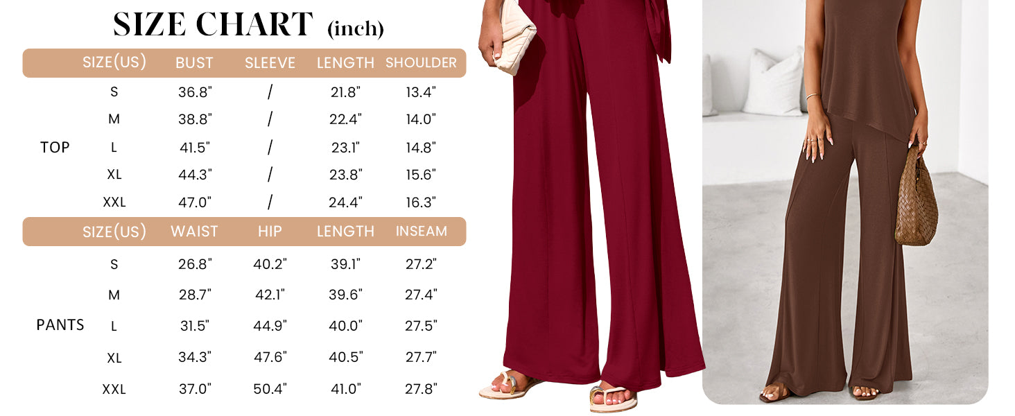 PRETTYGARDEN Women's Two Piece Matching Lounge Sets Asymmetrical Split Tank Tops Wide Leg Pants Summer Outfits Tracksuit