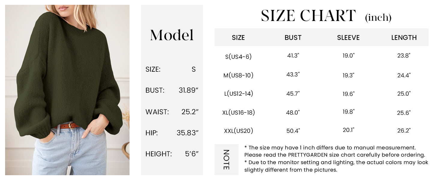 PRETTYGARDEN Women's Fall Oversized Sweaters Dressy Casual Long Sleeve Chunky Knit Winter Pullover Tops Holiday Outfits PRETTYGARDEN