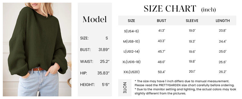 PRETTYGARDEN Women's Fall Oversized Sweaters Dressy Casual Long Sleeve Chunky Knit Winter Pullover Tops Holiday Outfits PRETTYGARDEN