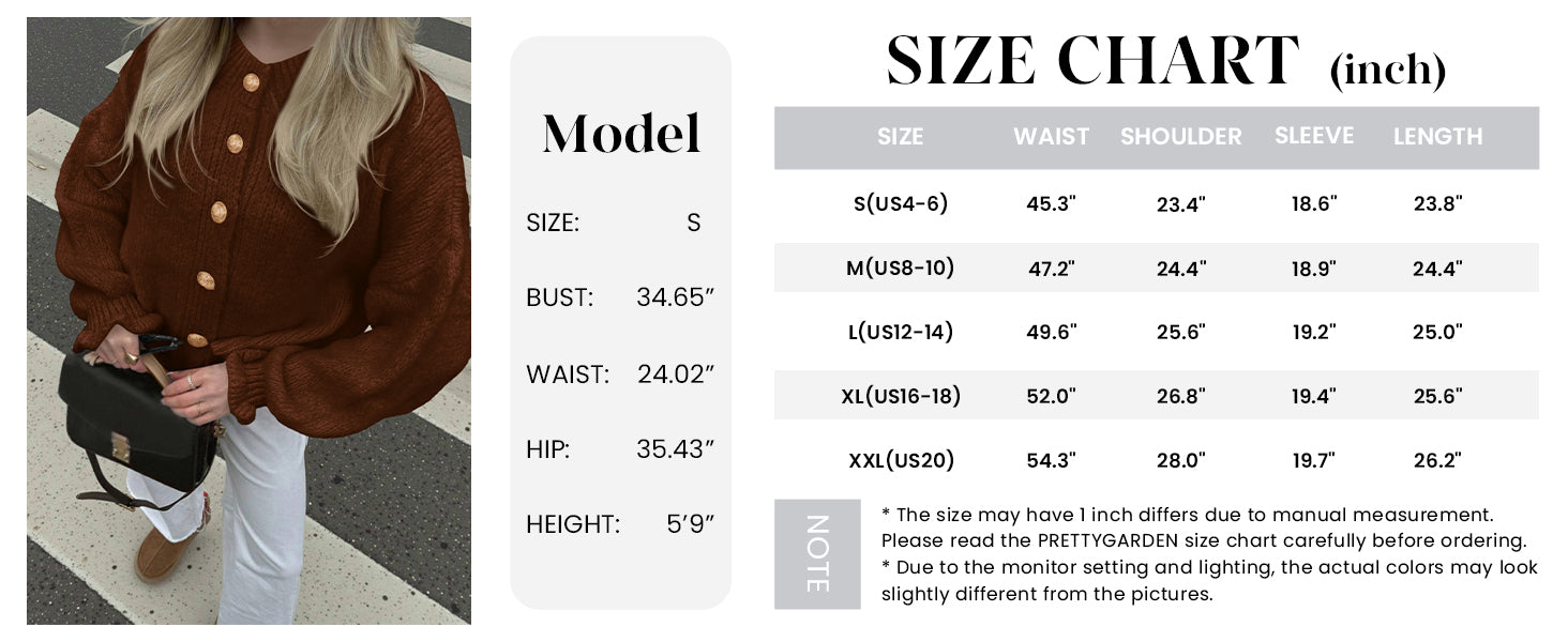 PRETTYGARDEN Womens Cropped Cardigans Trendy PRETTYGARDEN Long Sleeve Cropped Sweaters for Women Ruffle Oversized CardiganRuffle Open Front Chunky Knit Sweater Oversized Button Down Fall Clothes PRETTYGARDEN