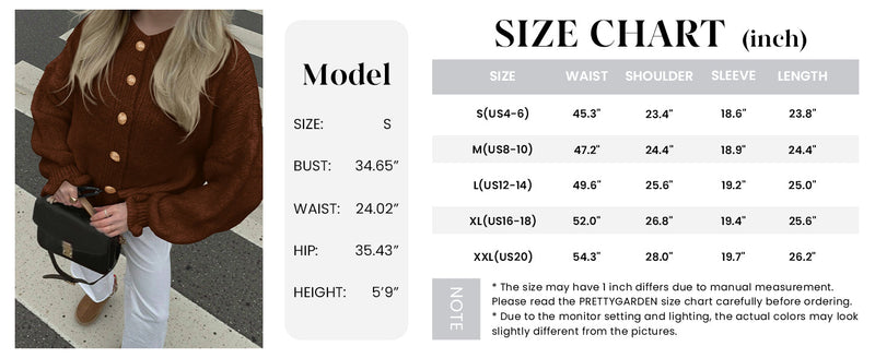 PRETTYGARDEN Womens Cropped Cardigans Trendy PRETTYGARDEN Long Sleeve Cropped Sweaters for Women Ruffle Oversized CardiganRuffle Open Front Chunky Knit Sweater Oversized Button Down Fall Clothes PRETTYGARDEN