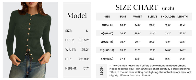 PRETTYGARDEN Womens Fall Cardigan Sweaters Lightweight Long Sleeve Button up Ribbed Knit Tops Winter Fashion Clothes