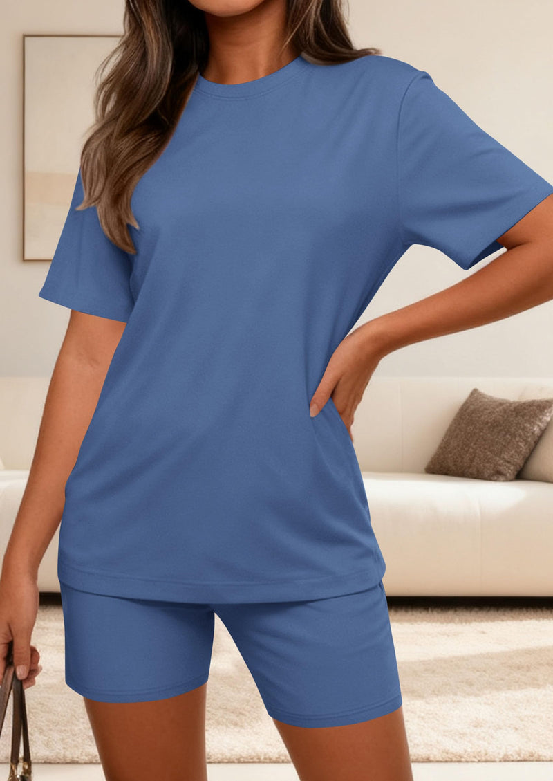 PRETTYGARDEN Women's Two Piece Matching Lounge Sets Summer Casual Tops Short Sleeve Shirts Shorts Travel Airport Outfits PRETTYGARDEN