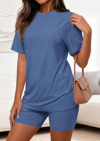 PRETTYGARDEN Women's Two Piece Matching Lounge Sets Summer Casual Tops Short Sleeve Shirts Shorts Travel Airport Outfits PRETTYGARDEN