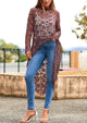 Long Sleeve Round Neck High Low Asymmetrical Irregular Hem Casual Blouse