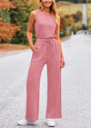 PRETTYGARDEN Jumpsuits Casual Outfits Sleeveless Wide Leg Long Pants Rompers