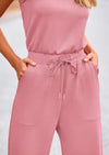 PRETTYGARDEN Jumpsuits Casual Outfits Sleeveless Wide Leg Long Pants Rompers