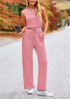 PRETTYGARDEN Jumpsuits Casual Outfits Sleeveless Wide Leg Long Pants Rompers