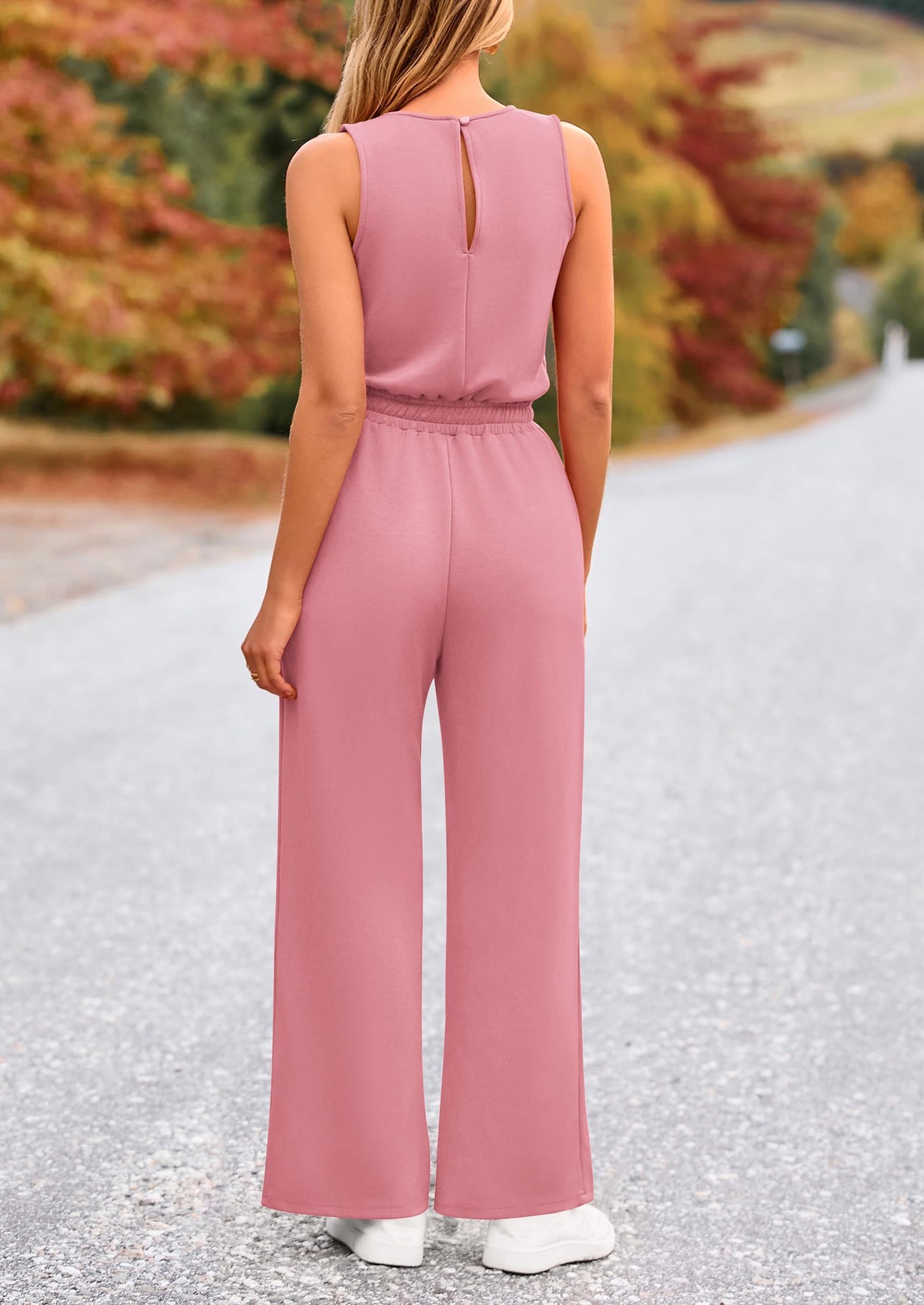Summer One Piece Outfits Sleeveless Wide Leg Long Pants Jumpsuits