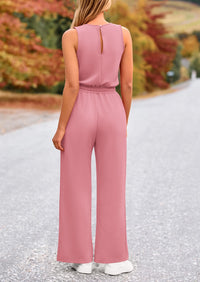 Summer One Piece Outfits Sleeveless Wide Leg Long Pants Jumpsuits