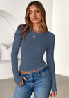 PRETTYGARDEN Womens Summer Fall Long Sleeve Shirts Ribbed Knit Fitted Basic Tee Going Out Tops Underscrub Casual Outfits