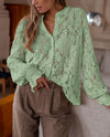 PRETTYGARDEN Women's Dressy Casual Lace Blouse Long Sleeve Button Up Shirts Tops Spring Fall Fashion Clothes