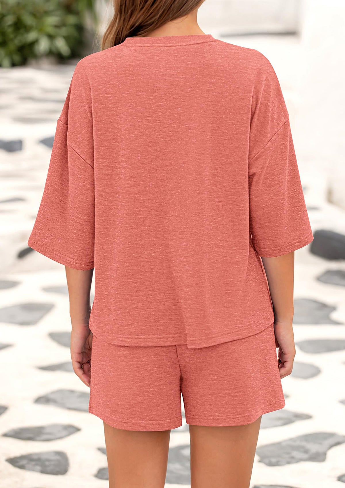 Short Sleeved Top And Casual Shorts 2-Piece Set With Pockets