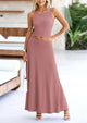 Casual Knit Cropped Tank Top High Waisted Skirt 2 Piece Sets