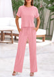 Short Sleeve T-Shirt Wide Leg Pants Two Piece Sets