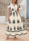 PRETTYGARDEN Floral Casual V neck Bohemian Maxi Dress with Pocket