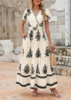PRETTYGARDEN Floral Casual V neck Bohemian Maxi Dress with Pocket