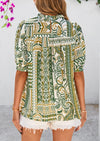 PRETTYGARDEN Floral Tops for Women Blouses Dressy Casual Summer Trendy Outfits Boho Pleated Short Sleeve Shirts
