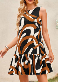 Floral Sleeveless Cut Out Backless Ruffle Boho Beach Vacation Mini Dresses