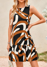 Floral Sleeveless Cut Out Backless Ruffle Boho Beach Vacation Mini Dresses