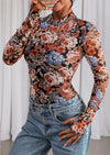 PRETTYGARDEN Womens Fall Mesh Floral Blouses Long Sleeve Going Out Tops Slim Fitted Shirts Date Night Outfits