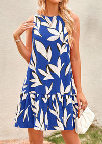 Floral Sleeveless Cut Out Backless Ruffle Boho Beach Vacation Mini Dresses