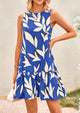 Floral Sleeveless Cut Out Backless Ruffle Boho Beach Vacation Mini Dresses