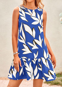 Floral Sleeveless Cut Out Backless Ruffle Boho Beach Vacation Mini Dresses