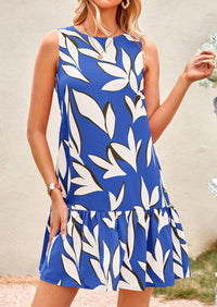 Floral Sleeveless Cut Out Backless Ruffle Boho Beach Vacation Mini Dresses