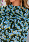 PRETTYGARDEN Floral Tops for Women Blouses Dressy Casual Summer Trendy Outfits Boho Pleated Short Sleeve Shirts