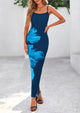 Floral Sexy Spaghetti Strap Slip Bodycon Mesh Maxi Dresses