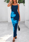 PRETTYGARDEN Women's Maxi Bodycon Dress Spaghetti Strap Slim Fit Back Slit Long Dress Floral Sundress