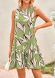 Floral Sleeveless Cut Out Backless Ruffle Boho Beach Vacation Mini Dresses