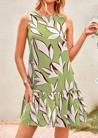 Floral Sleeveless Cut Out Backless Ruffle Boho Beach Vacation Mini Dresses