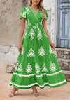 PRETTYGARDEN Floral Casual V neck Bohemian Maxi Dress with Pocket